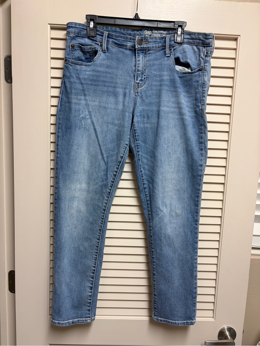 Gap Girlfriend Jeans Womens 12 31R Blue Relaxed Tapered Stretch Denim Outdoor
